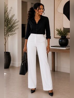 Atelier Luxe Boutique Women’s White Stretch Dress Pants